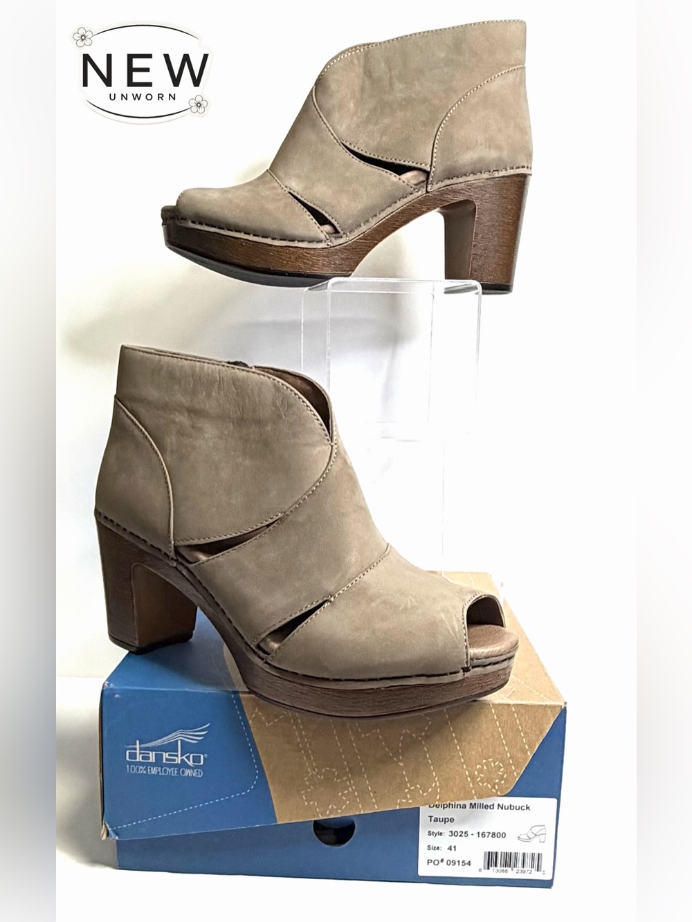 NEW Dansko Delphina Milled Nubuck Taupe Size EU 41 in Original Box